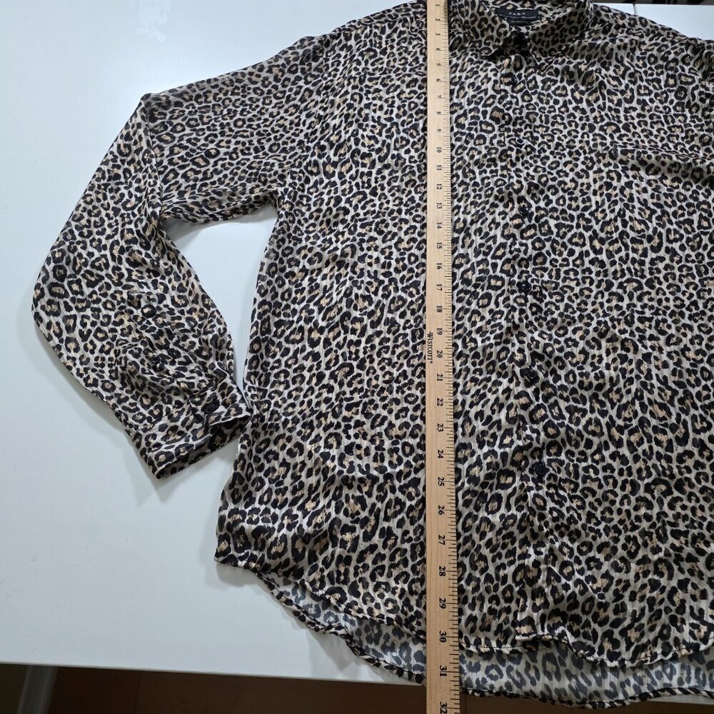 Zara Leopard Print Blouse Womens XL Multicolor LS Boho High Low Cheetah Slouchy - Picture 8 of 16